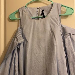 Tibi. Baby blue mini dress. Open shoulders